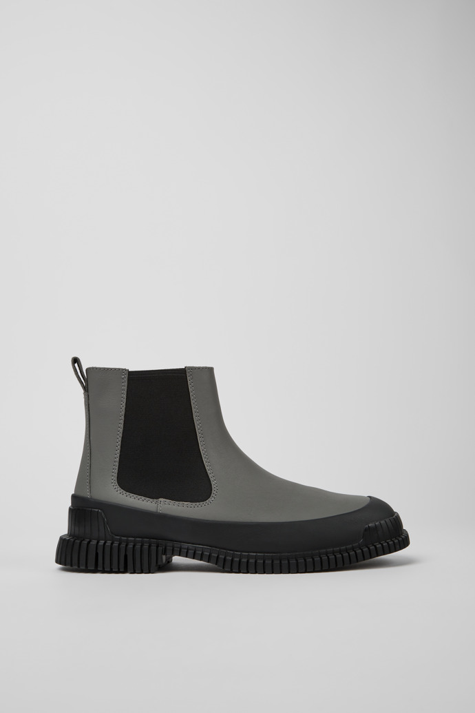 Botas Chelsea grises y negras de piel para hombre