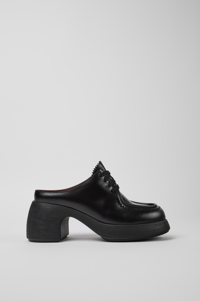 Mules negros de piel para mujer