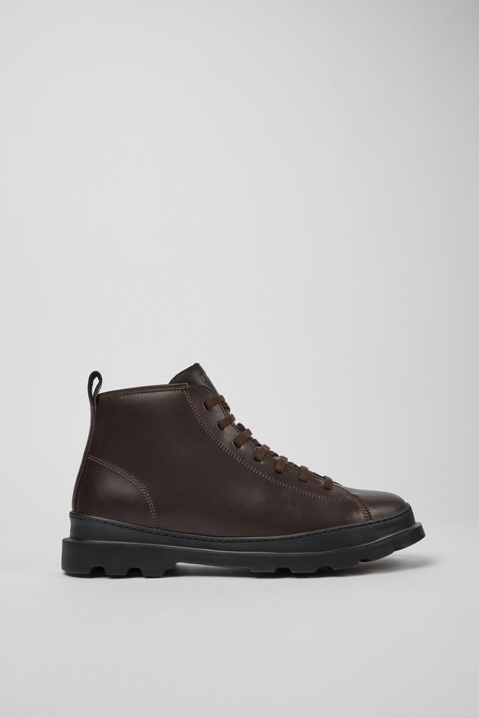 Botines marr&ograve;n oscuro de piel para hombre