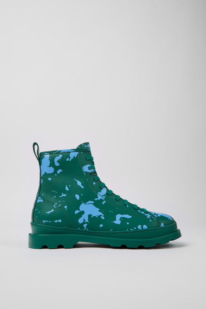 Botines verdes y azules de piel para hombre