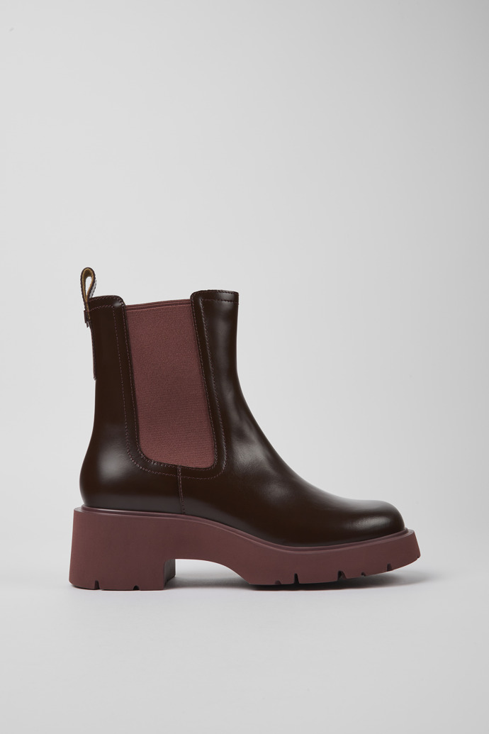 Botas Chelsea burdeos de piel para mujer