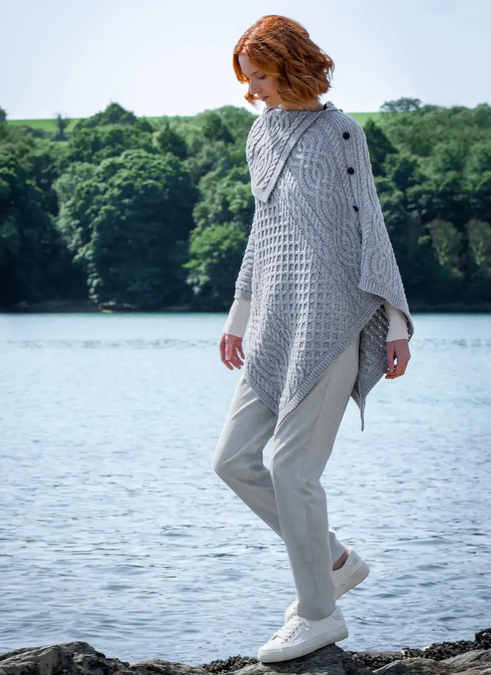 Honeycomb Cable Button Poncho