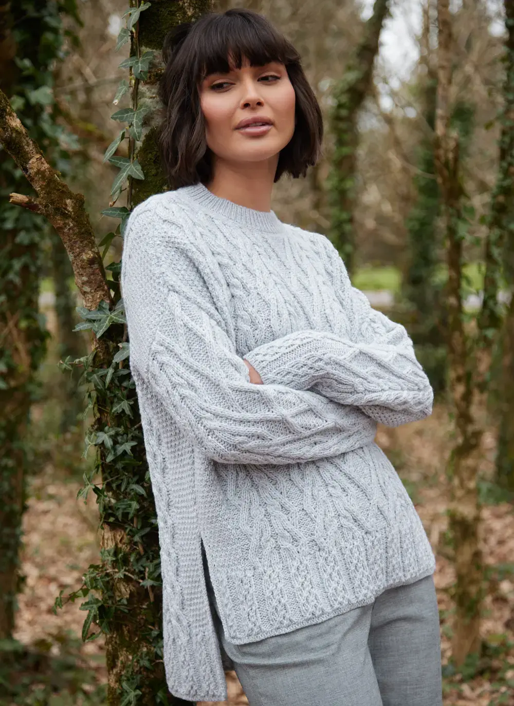 Supersoft Aran Trellis Boxy Sweater