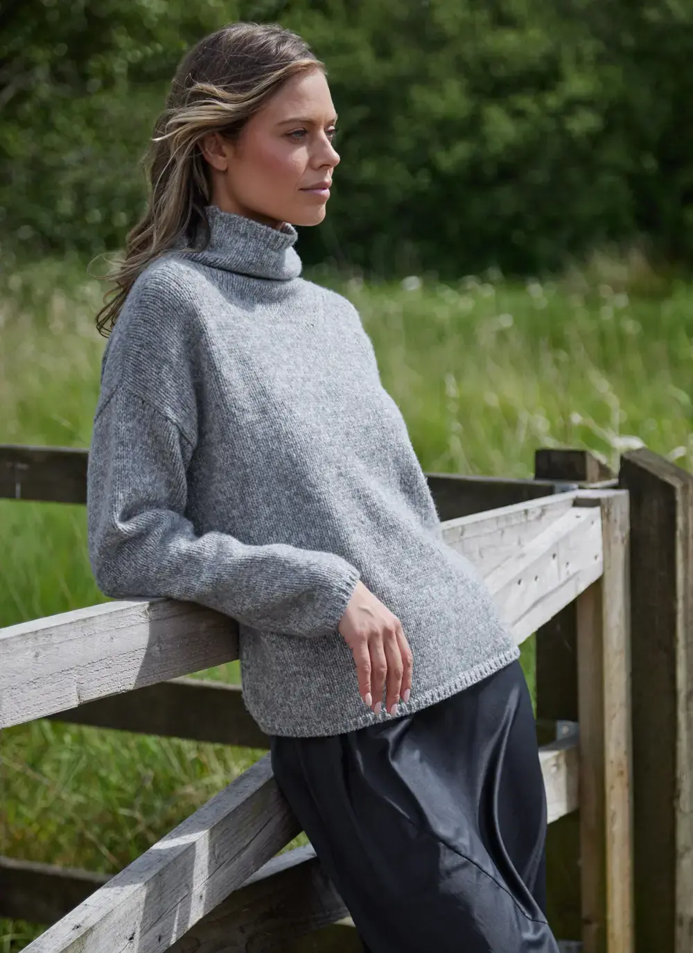 Fisherman Funnel Neck Slouchy Sweater