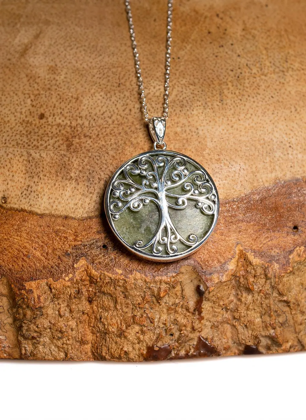 Sterling Silver Connemara Marble Tree of Life Pendant