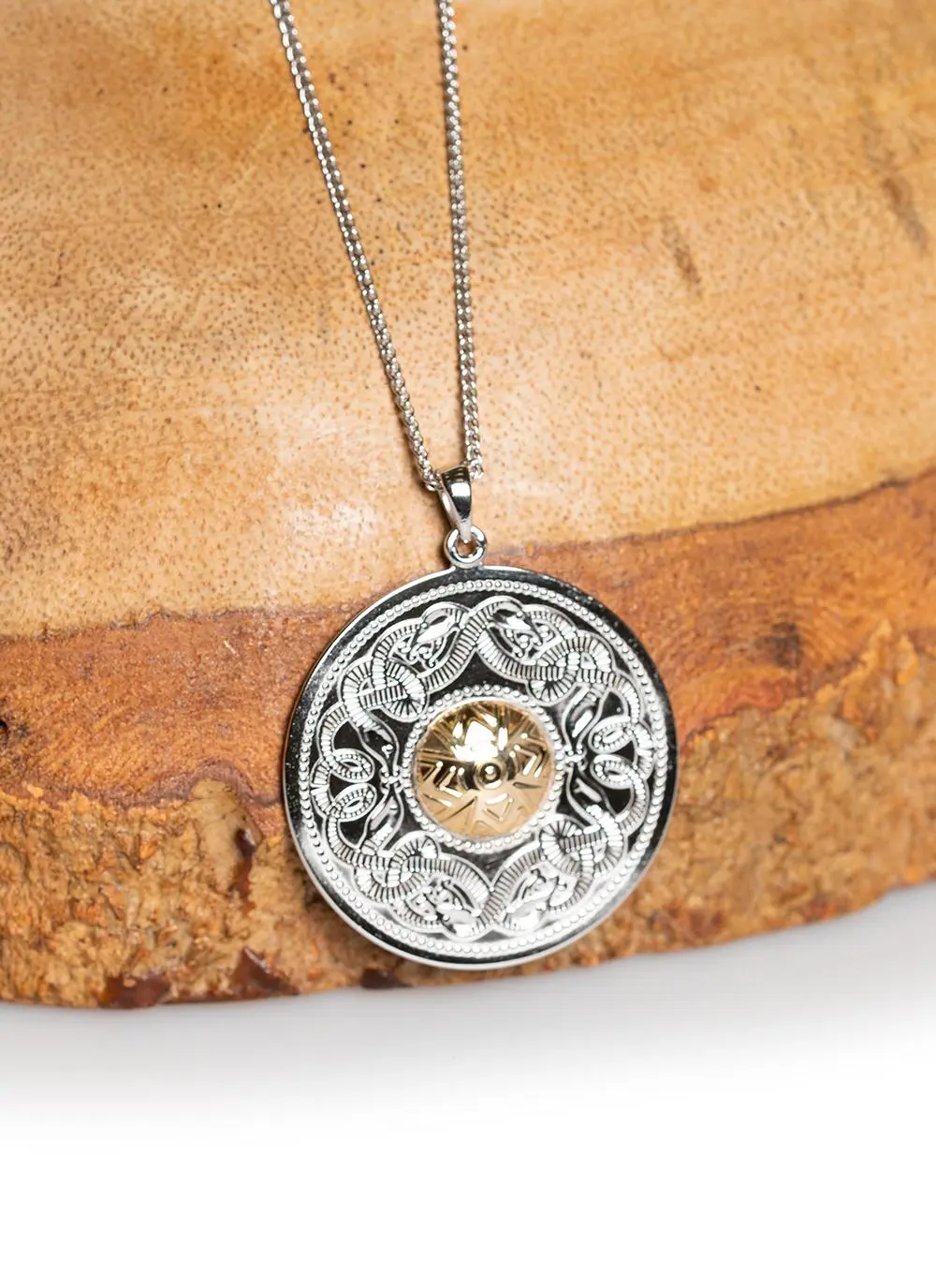 Celtic Warrior Pendant with 18K Gold Bead