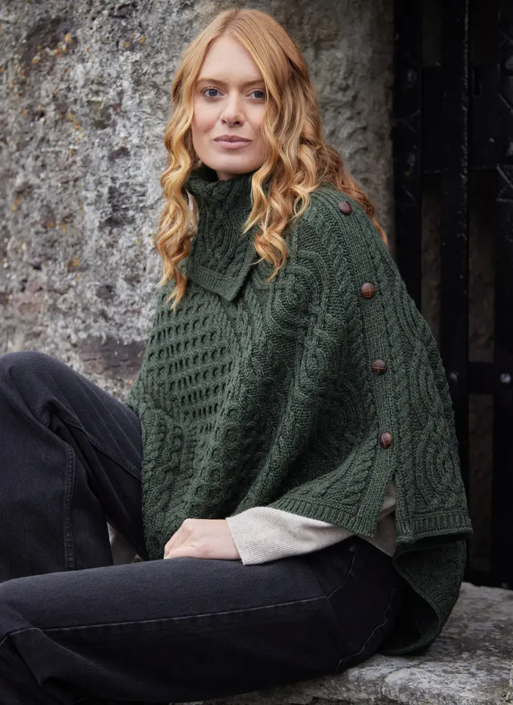 Honeycomb Cable Button Poncho