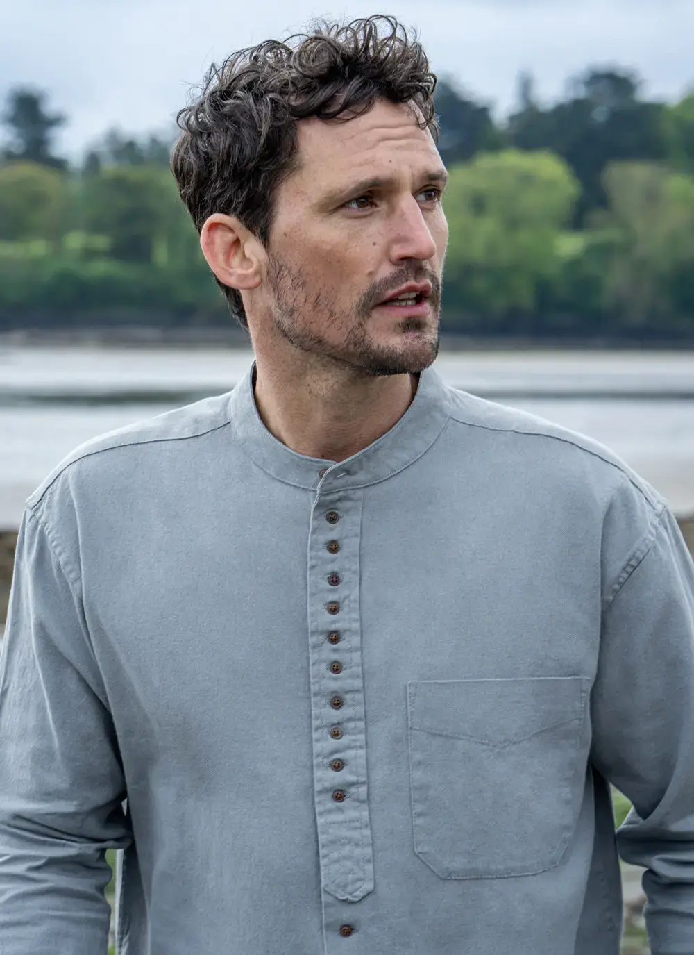 Andrew Cotton Linen Grandfather Shirt