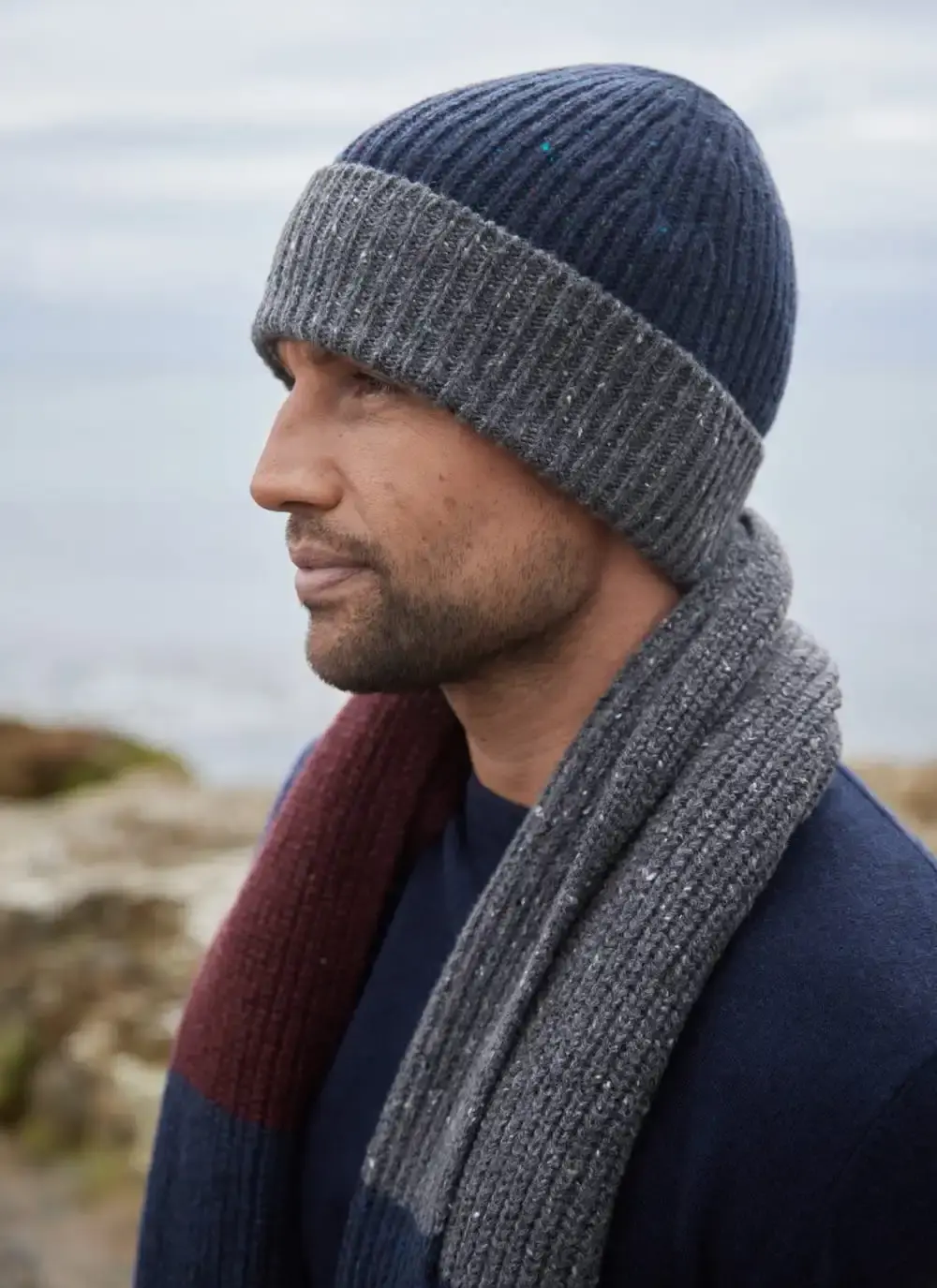 Wool Cashmere Two-Tone Beanie