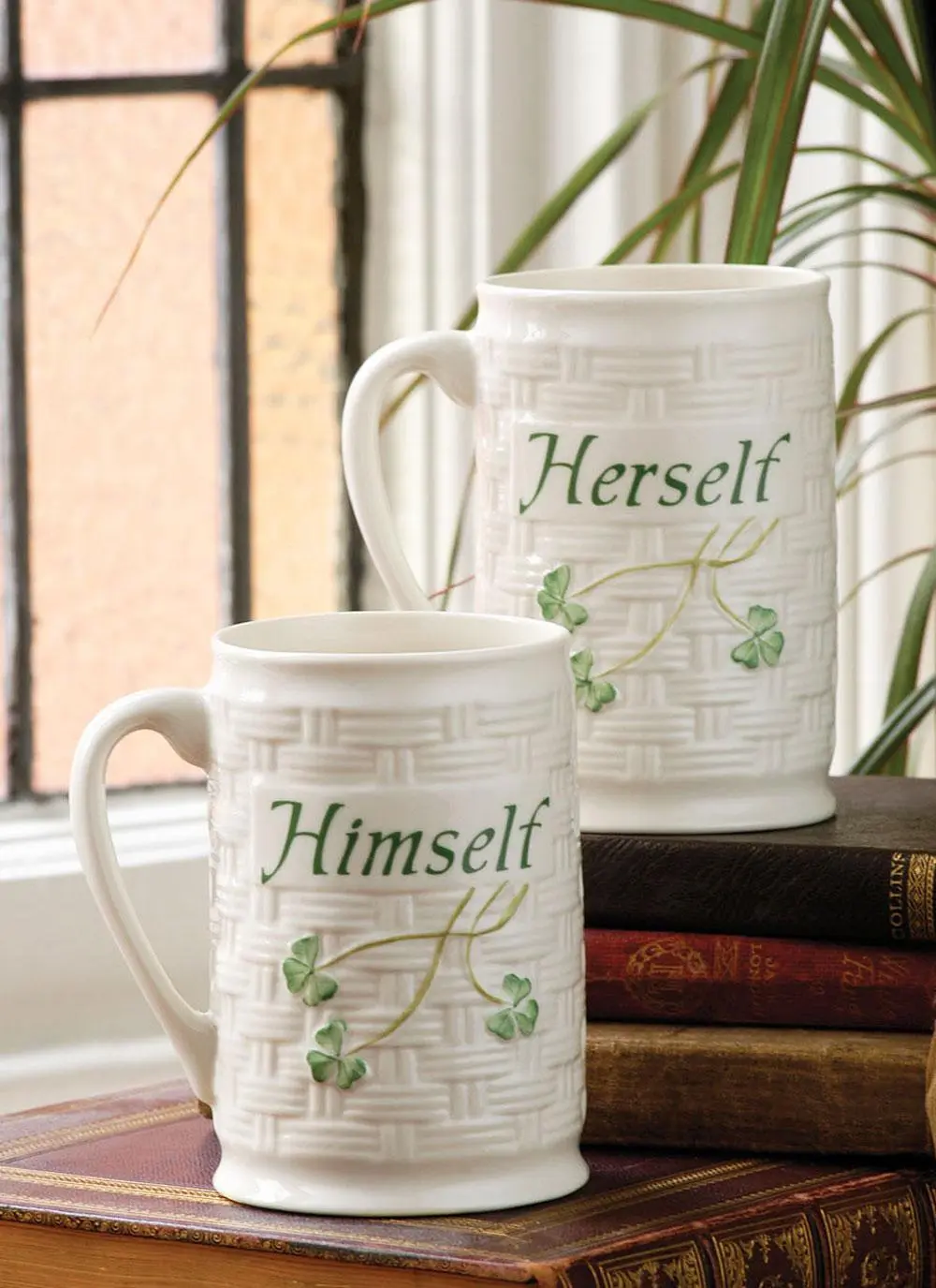 Belleek Himself & Herself Mug Set