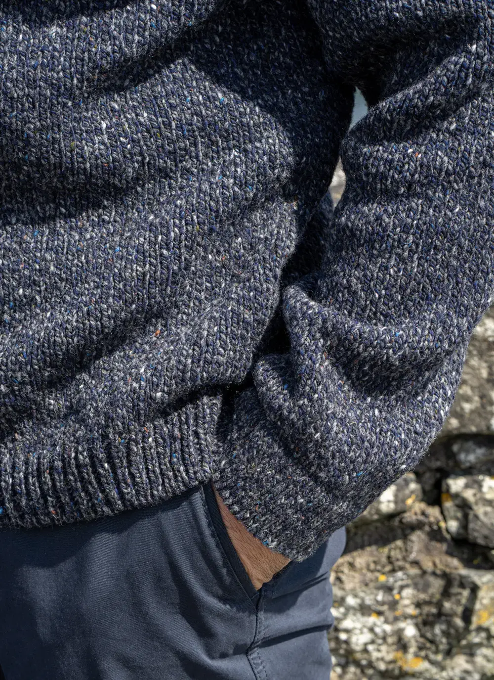 Fisherman Donegal Fleck Shawl Collar Cardigan