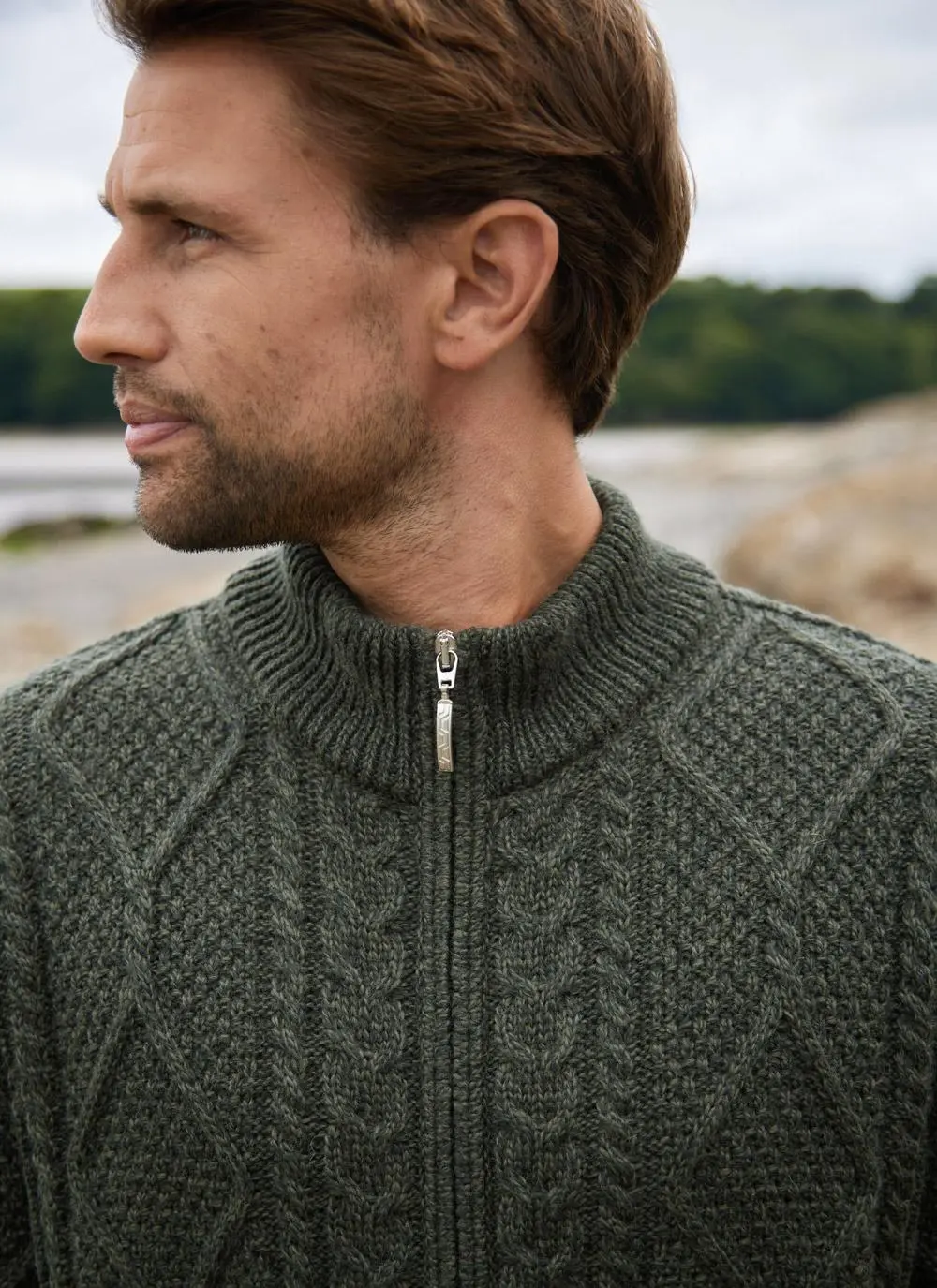 Denis Full Zip Aran Sweater