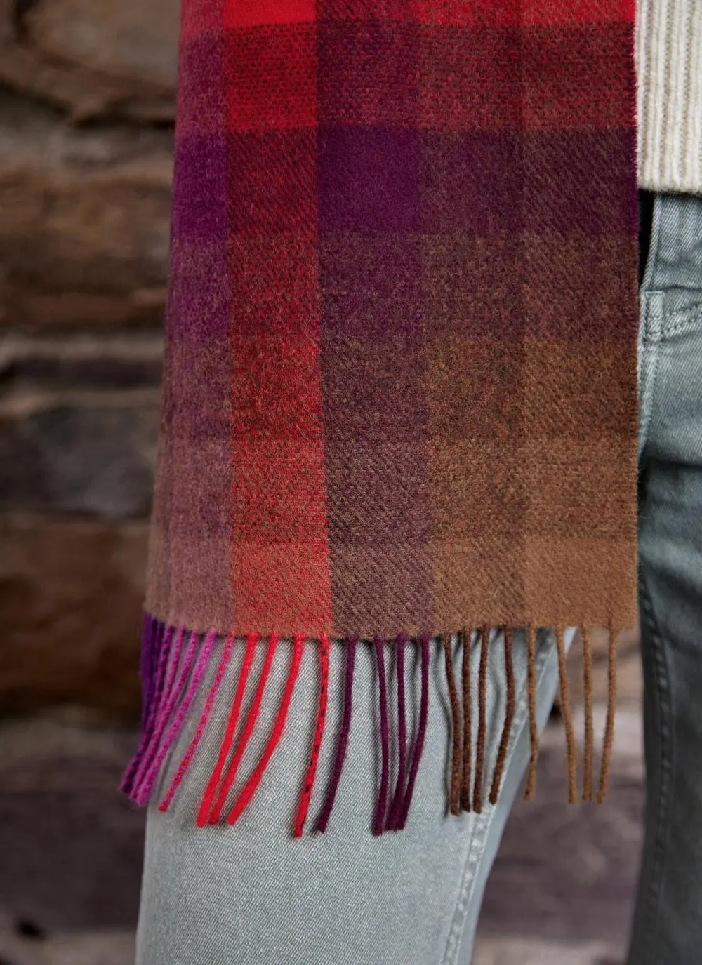 Long Lambswool Fringed Scarf