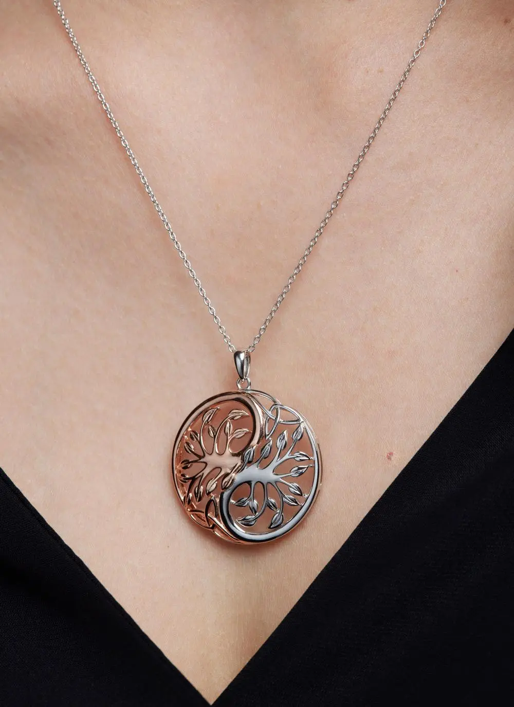 Sterling Silver & Rare Irish Rose Gold Tree of Life Pendant