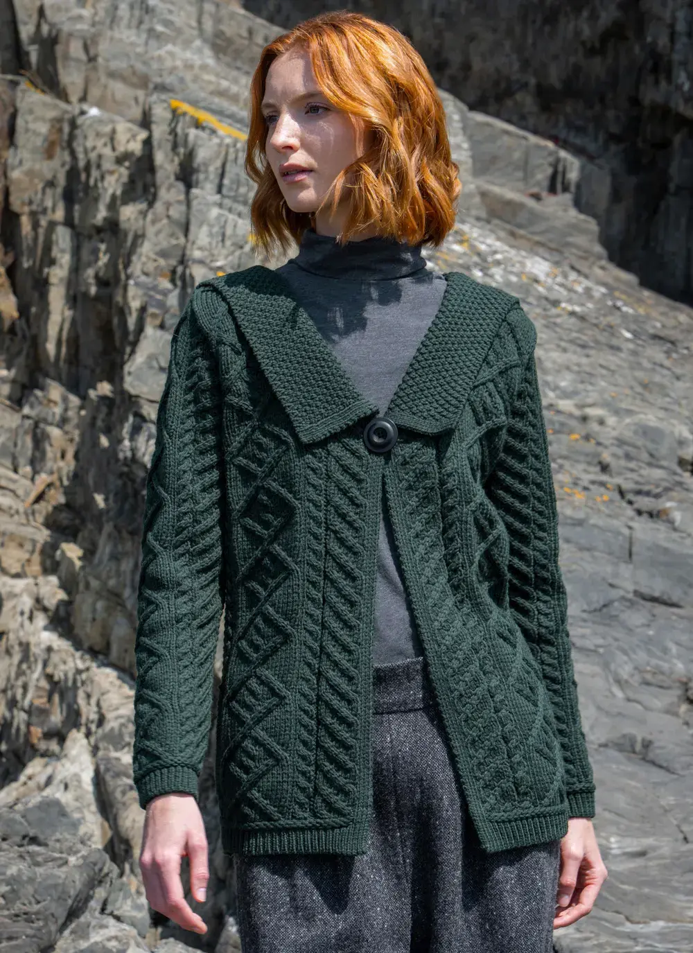 One Button Collar Cardigan