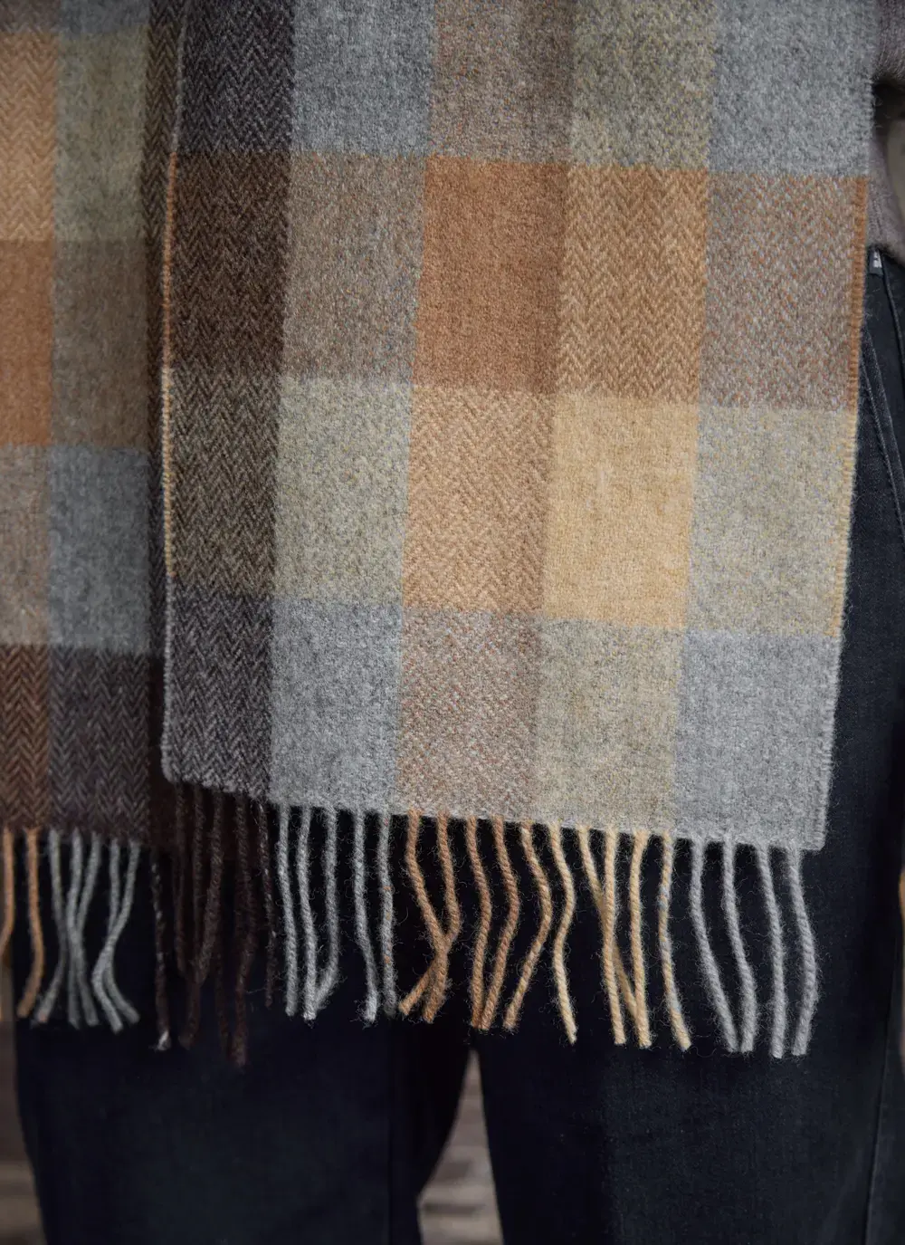 Long Lambswool Fringed Scarf