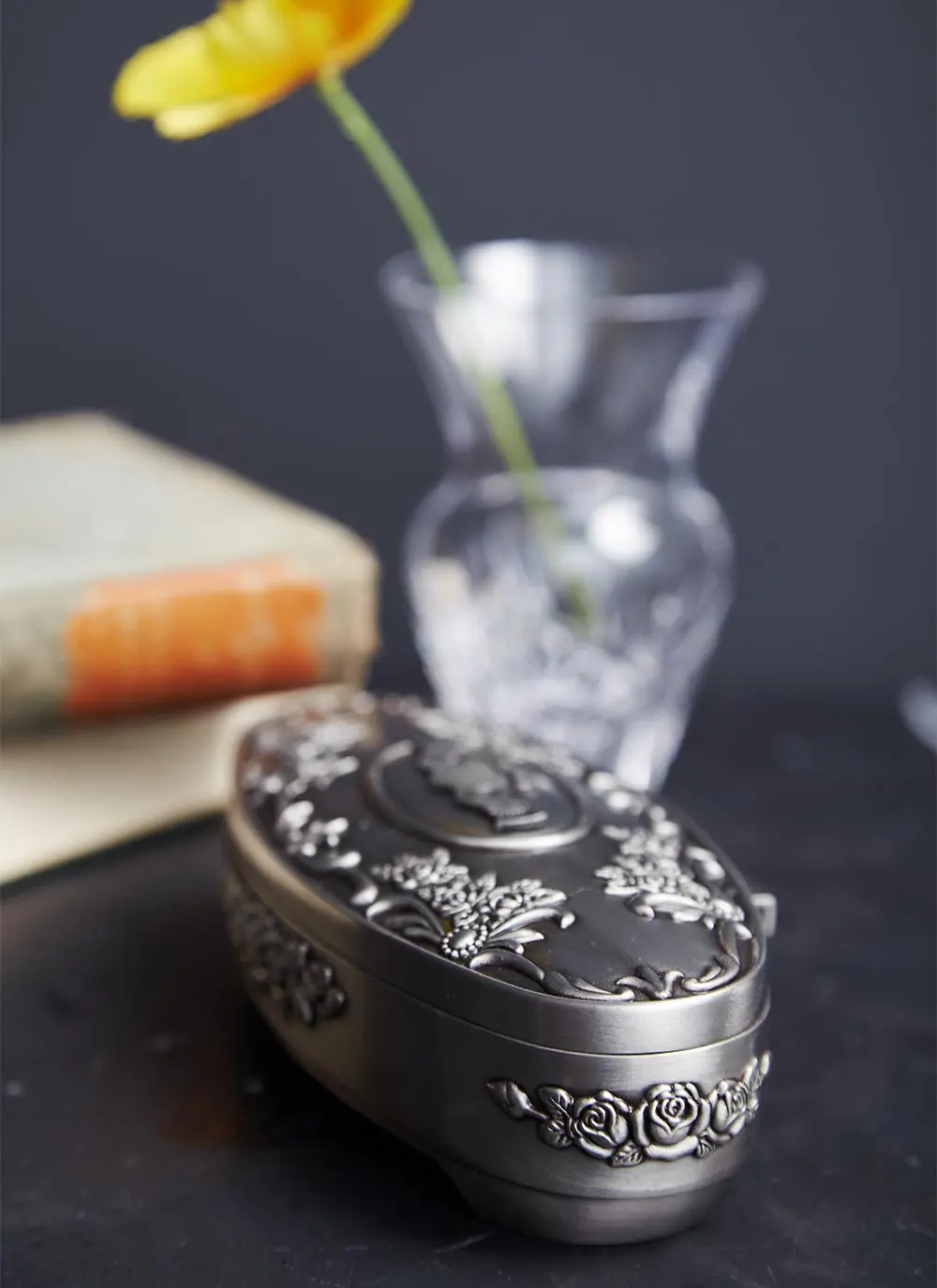 Claddagh & Rose Oval Jewelry Box