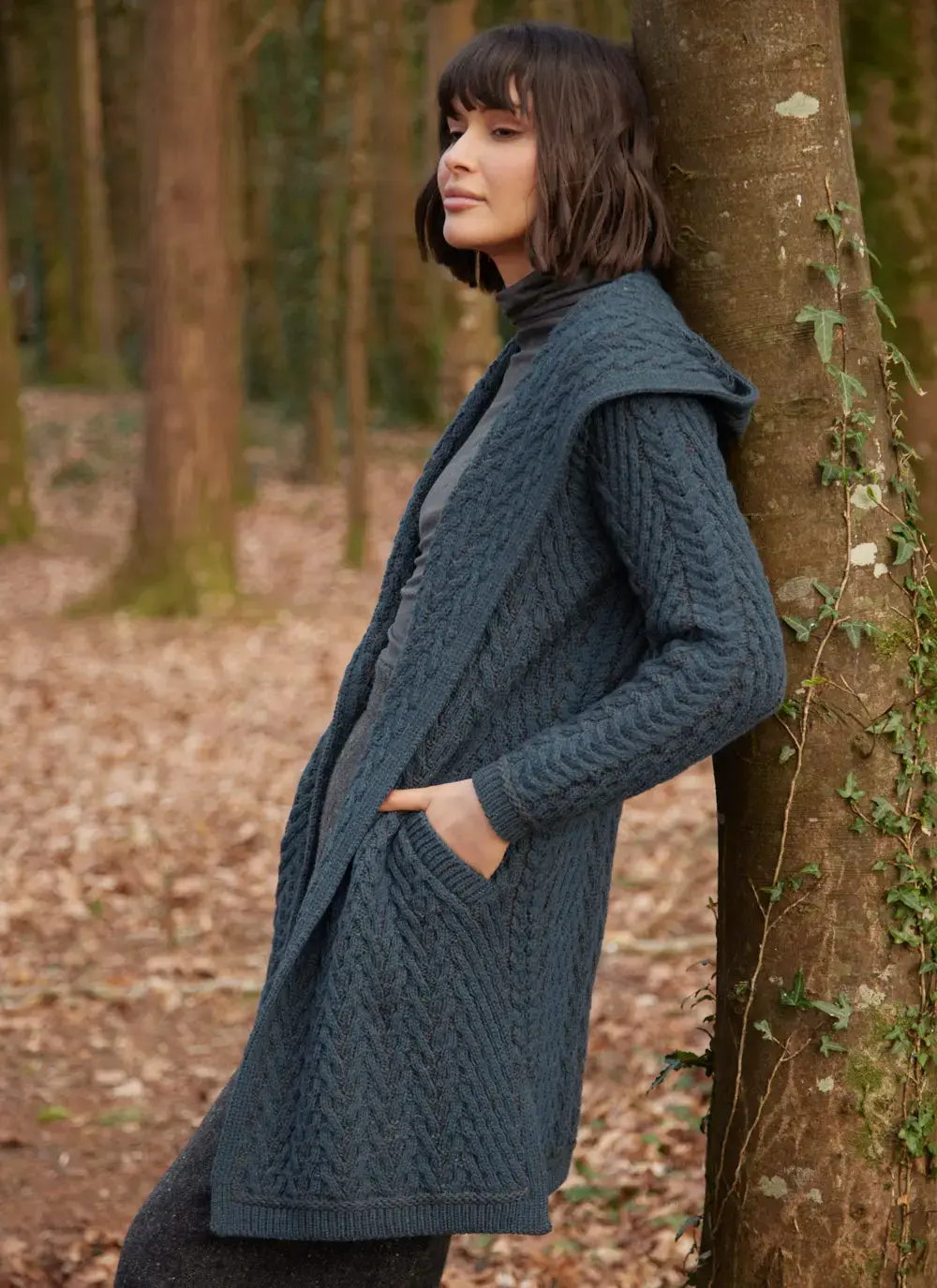 Eimear Aran Cable Knit Hooded Cardigan