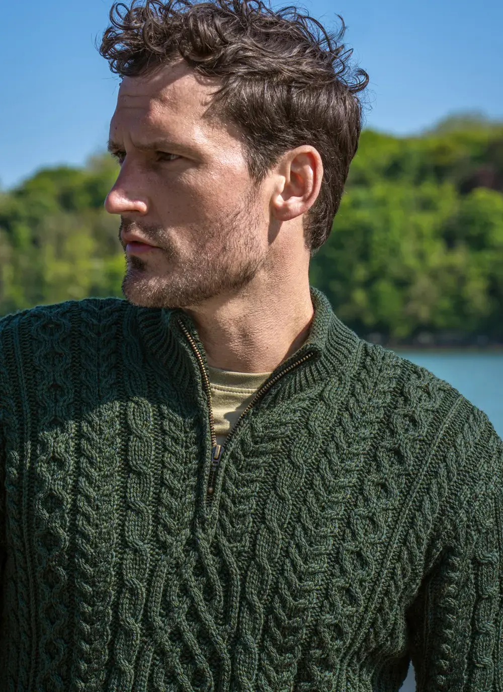 Inisheer Supersoft Wool Half Zip Aran Sweater