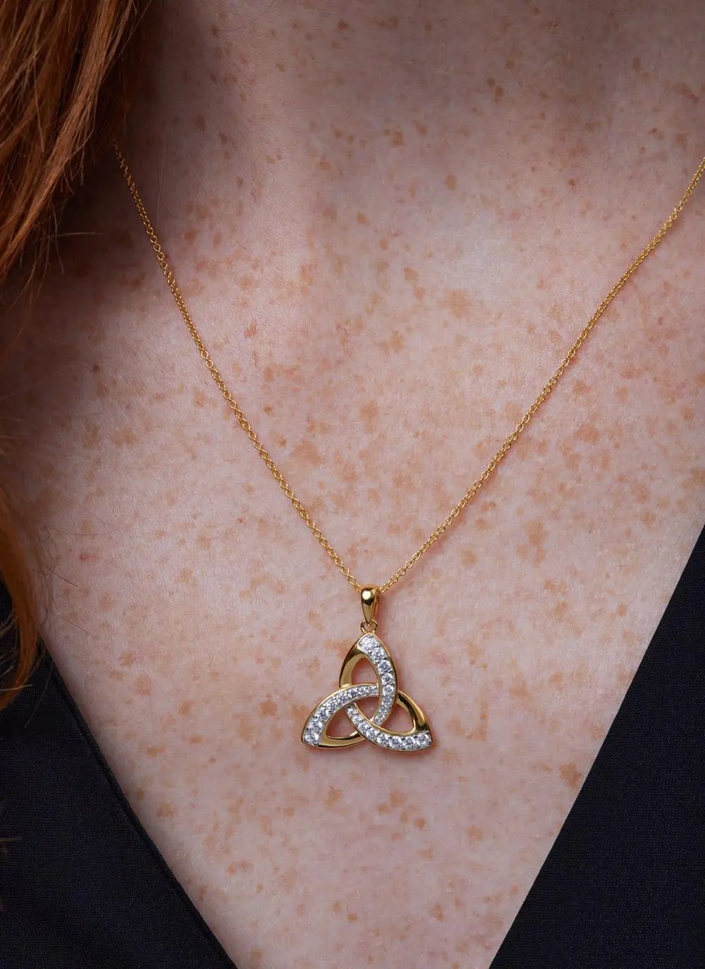 14ct Gold Vermeil Trinity Knot Pendant with Cubic Zirconia