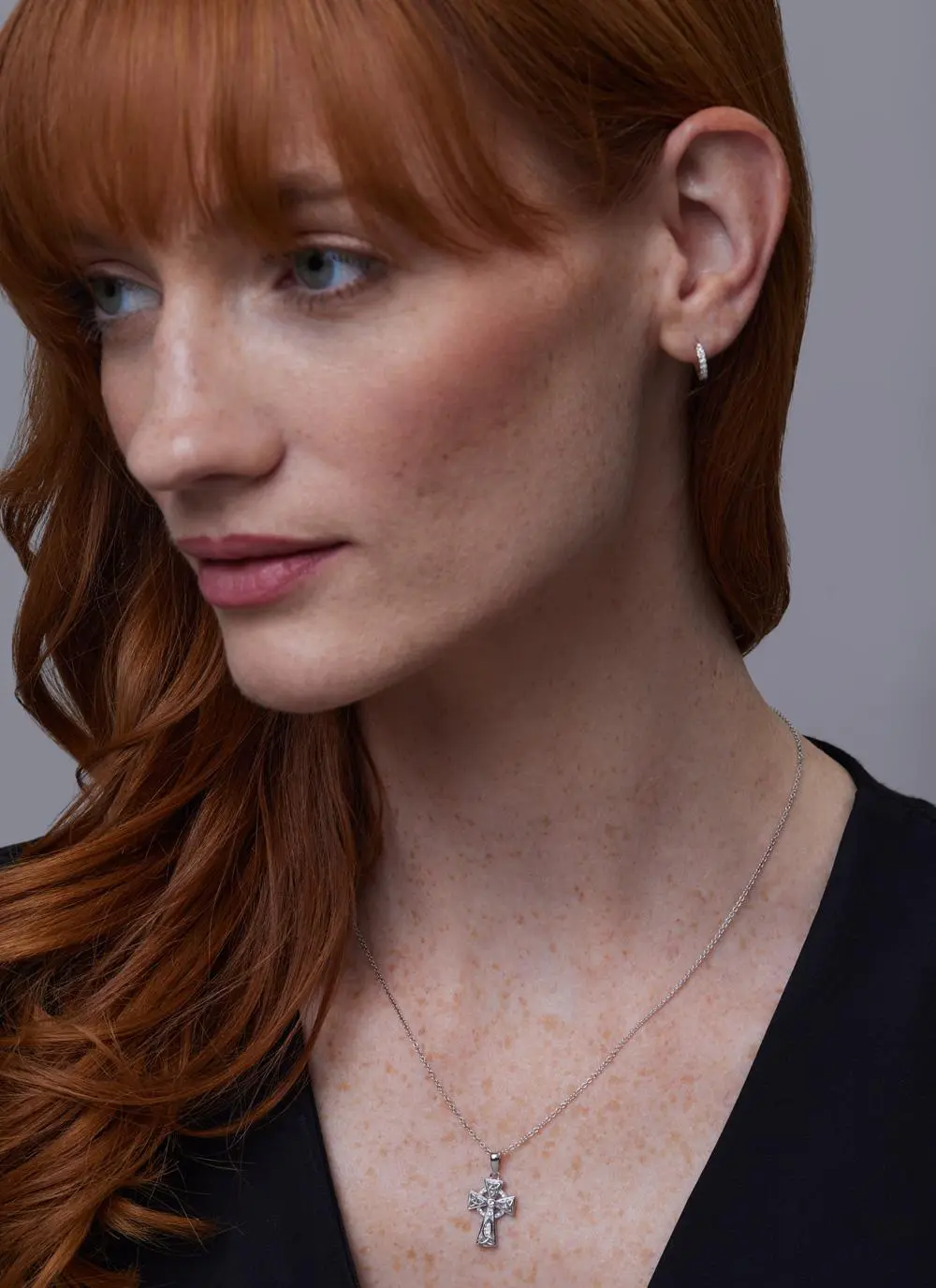 Sterling Silver Trinity Knot Celtic Cross with Swarovski Crystals