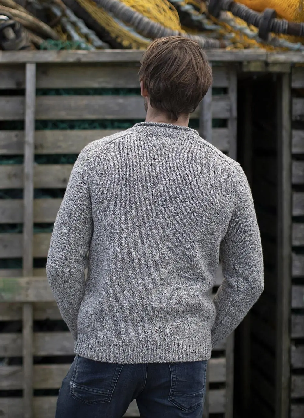 Fisherman Donegal Fleck Saddle Shoulder Sweater