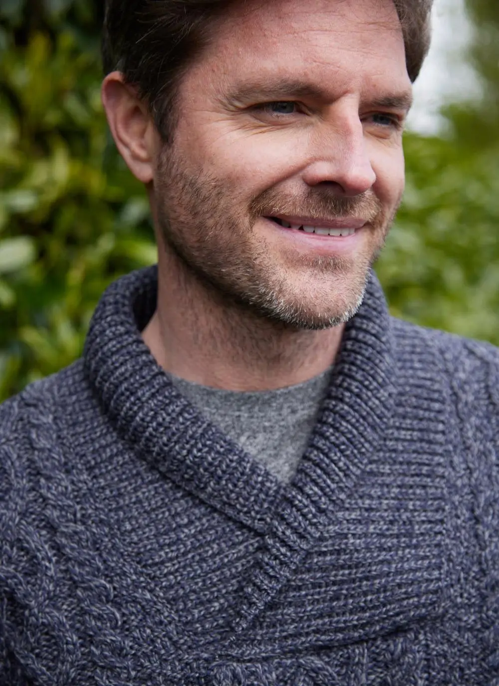 Shawl Collar Aran Sweater