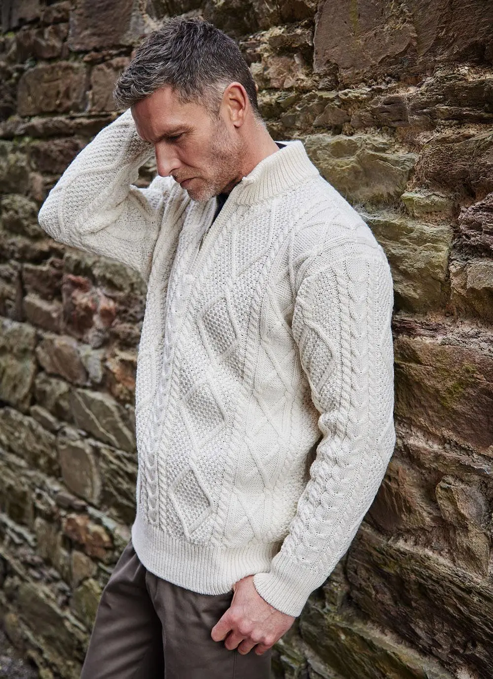 Inishmore Half Zip Aran Sweater