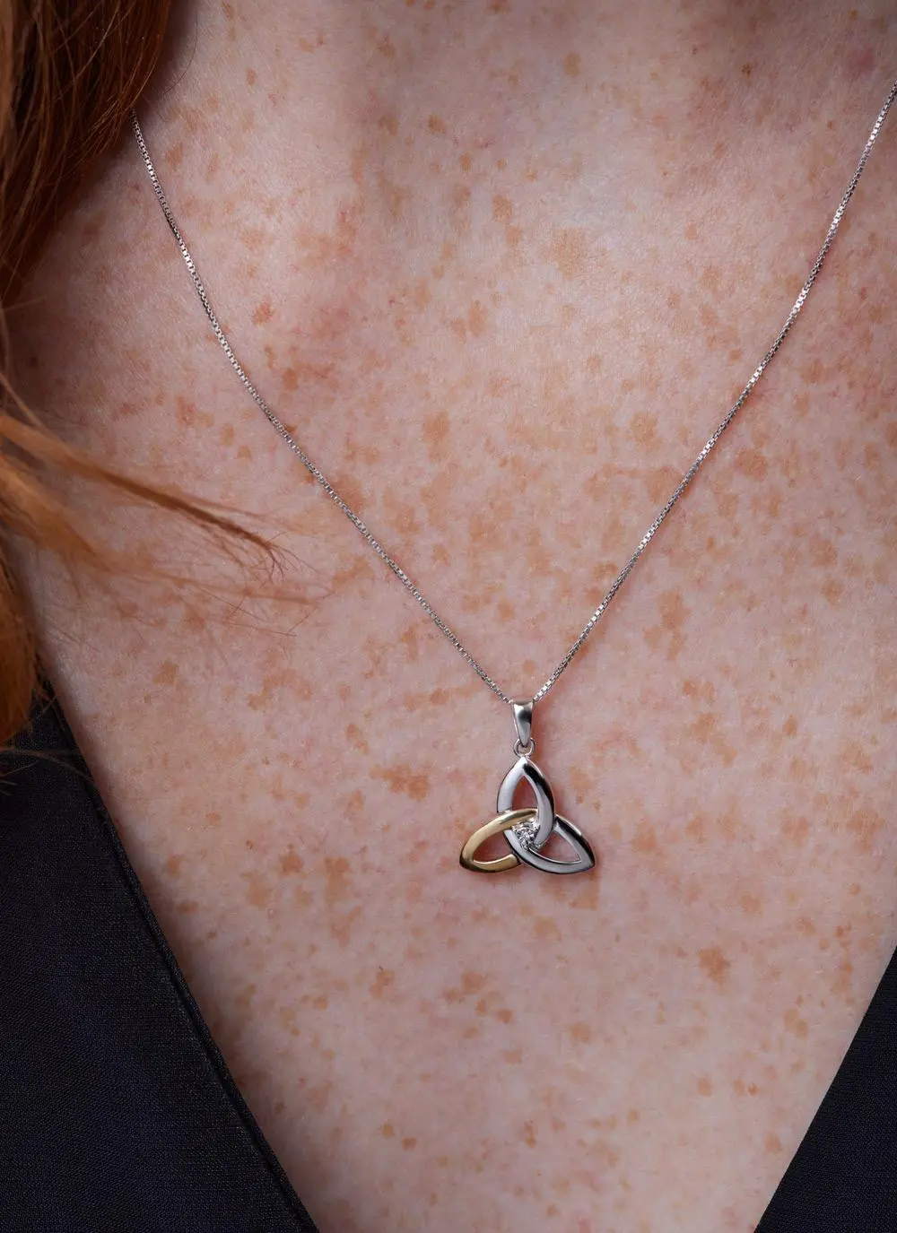 10ct Gold & Sterling Silver Diamond Trinity Knot Pendant