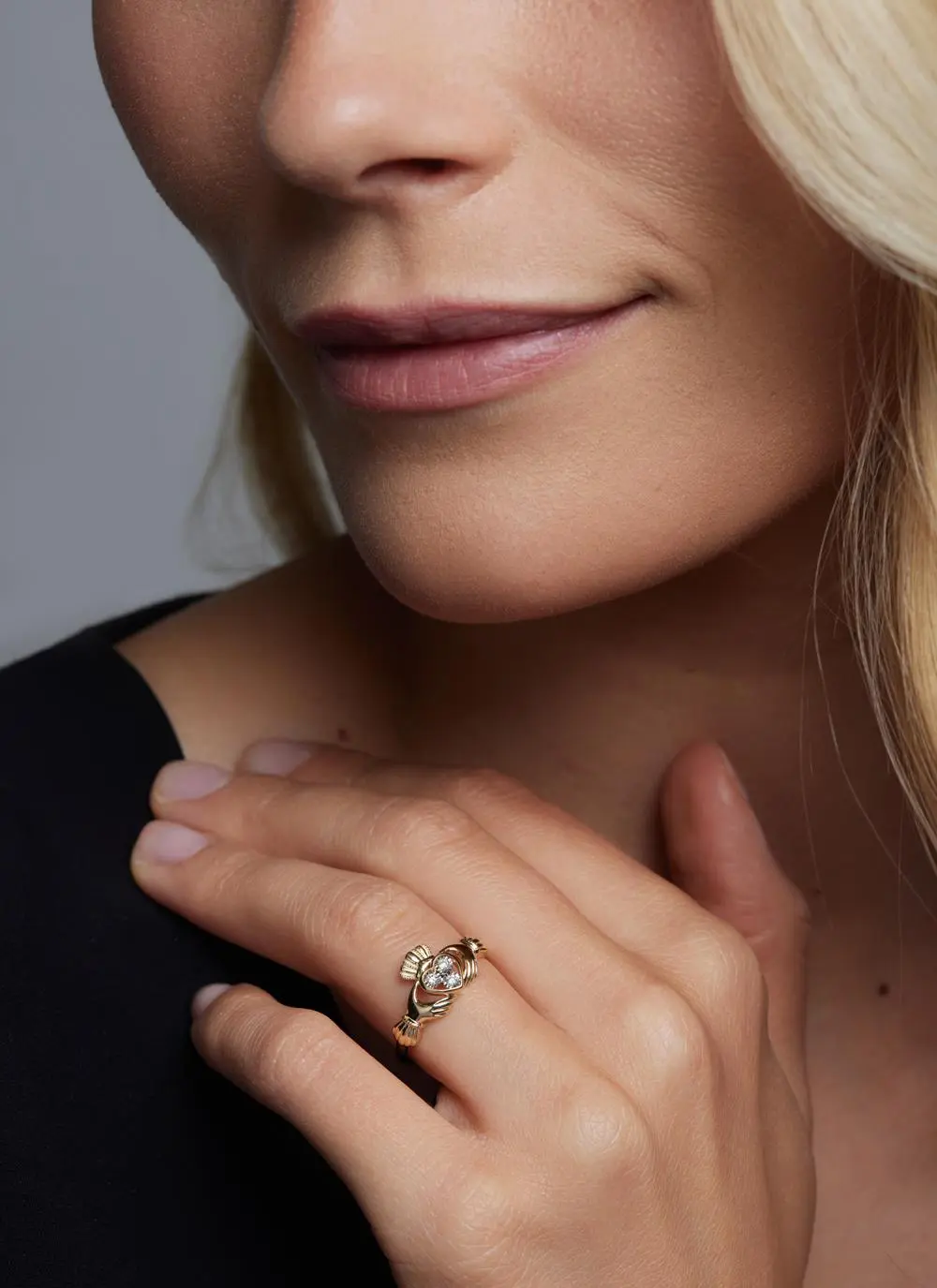 14ct Gold Diamond Claddagh Ring