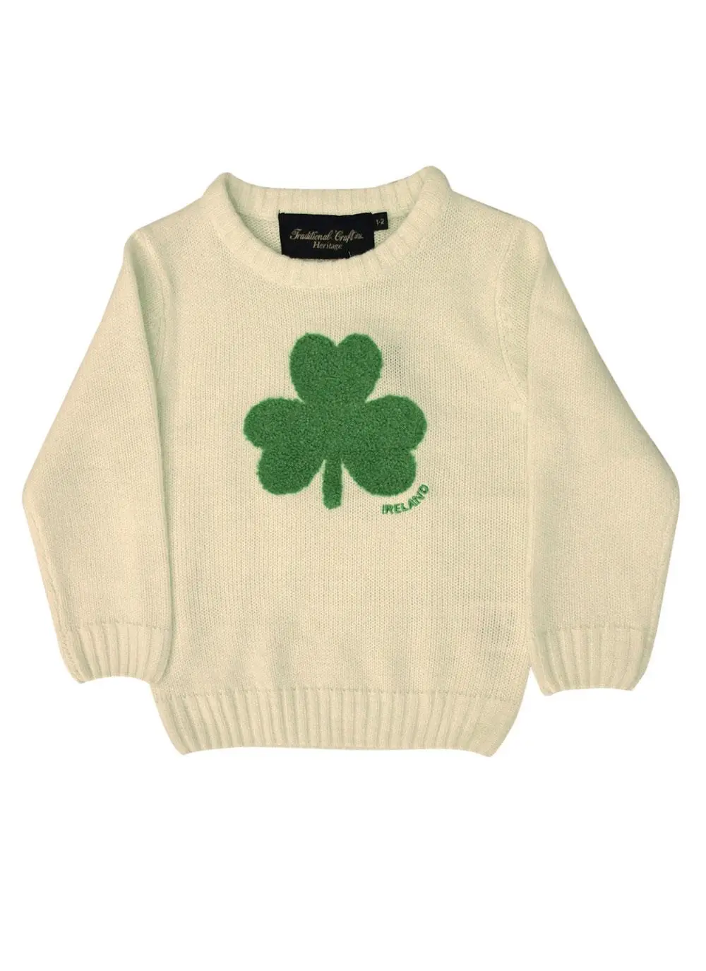 Kids Irish Shamrock Knitted Cream Sweater