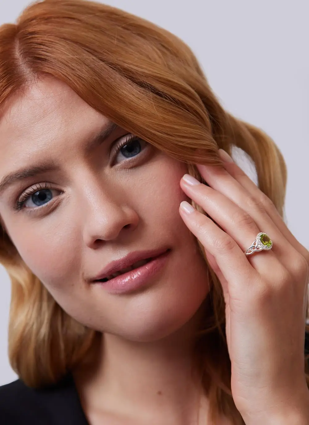 Sterling Silver Trinity Knot Halo Ring with Peridot