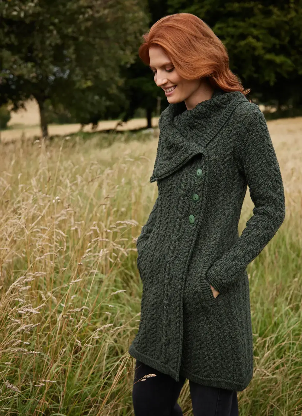 Deirdre Aran Oversized Collar Coatigan