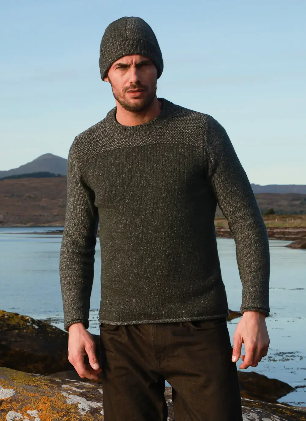 Fisherman Merino Links Stitch Crew Neck Sweater