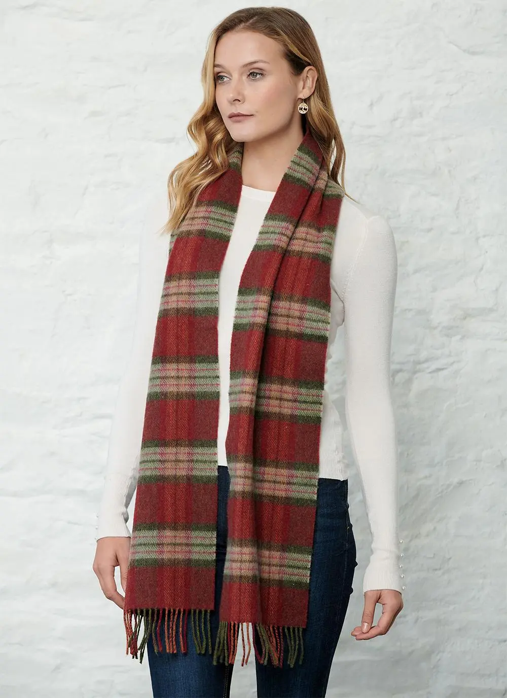 Long Lambswool Fringed Scarf