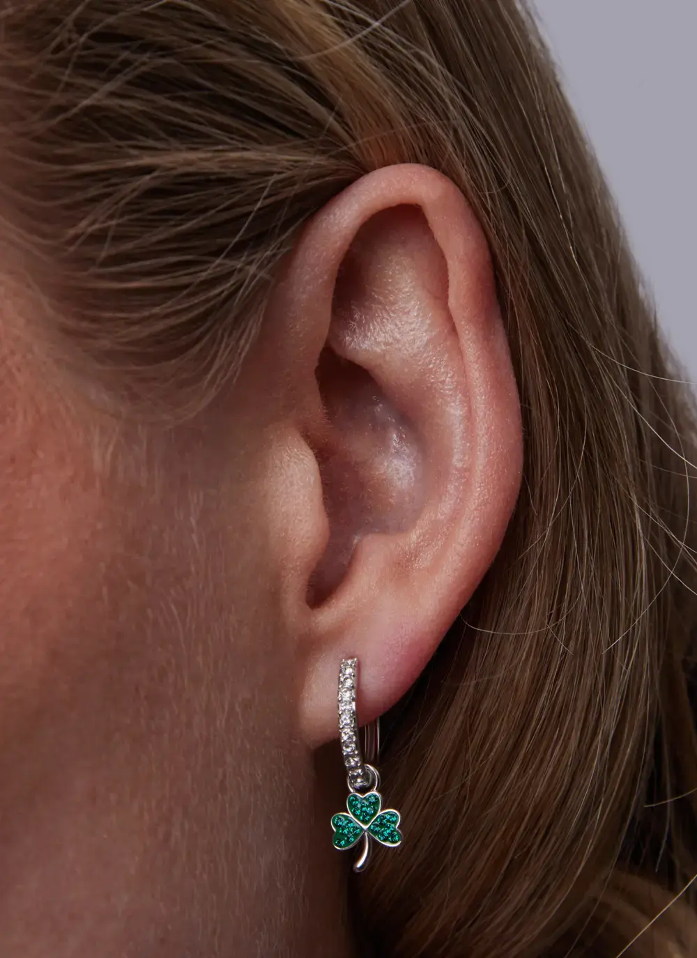 Shamrock Drop Earrings with Green Crystal