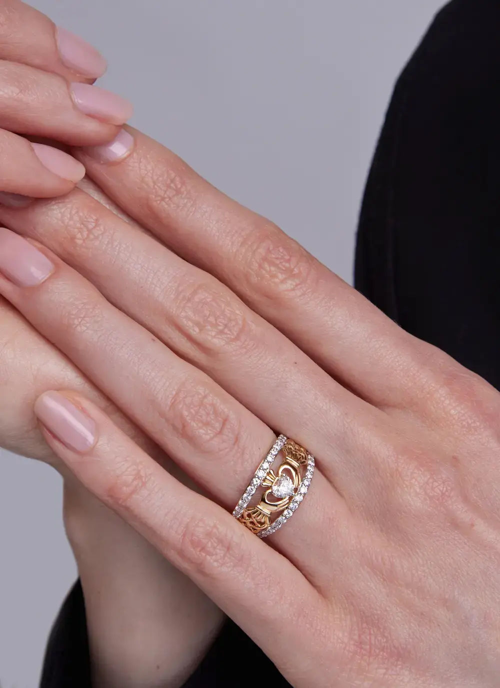 14K Claddagh Lab Diamond Dress Ring