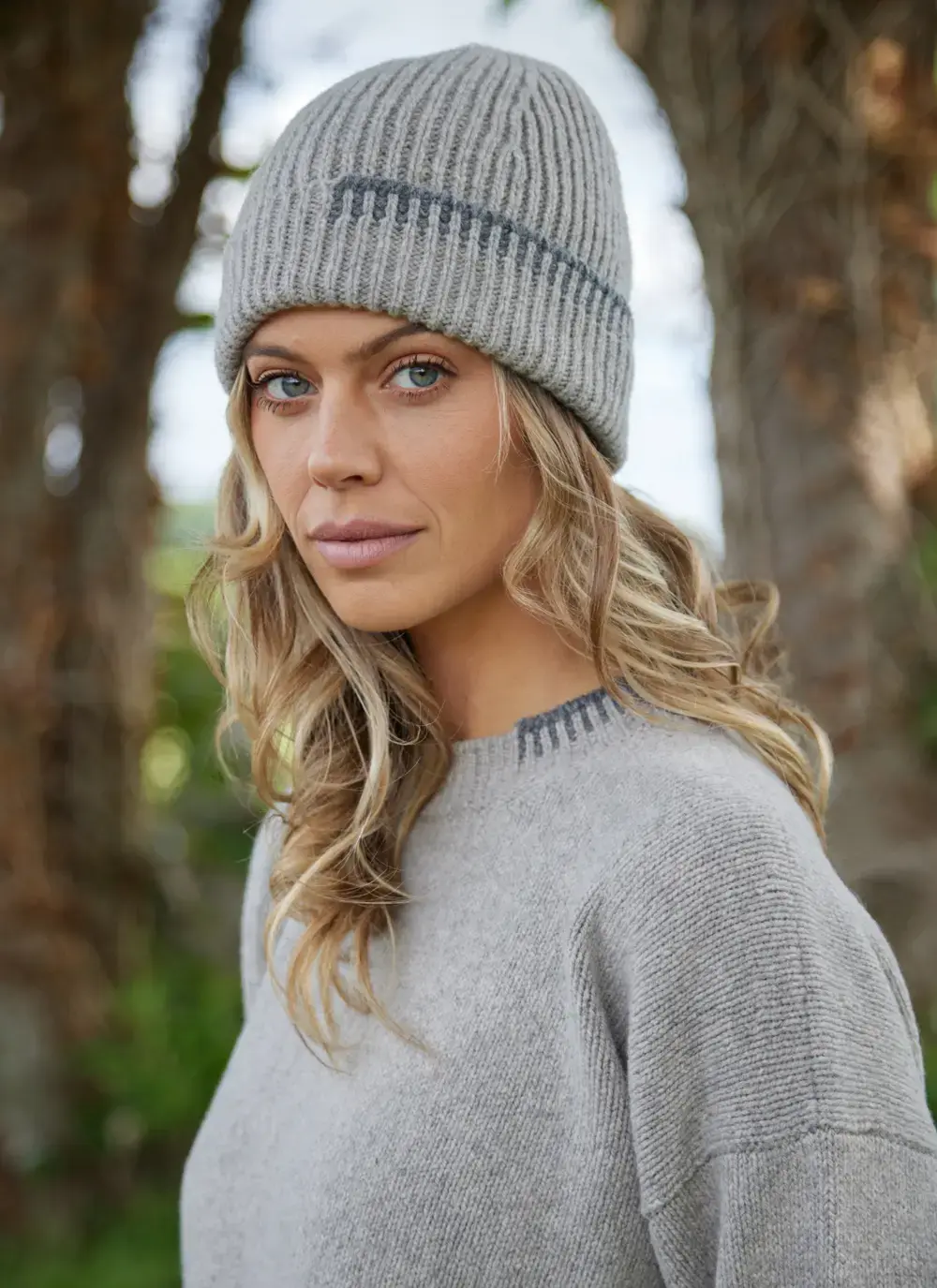 Fisherman Wool Cashmere Blanket Stitch Beanie