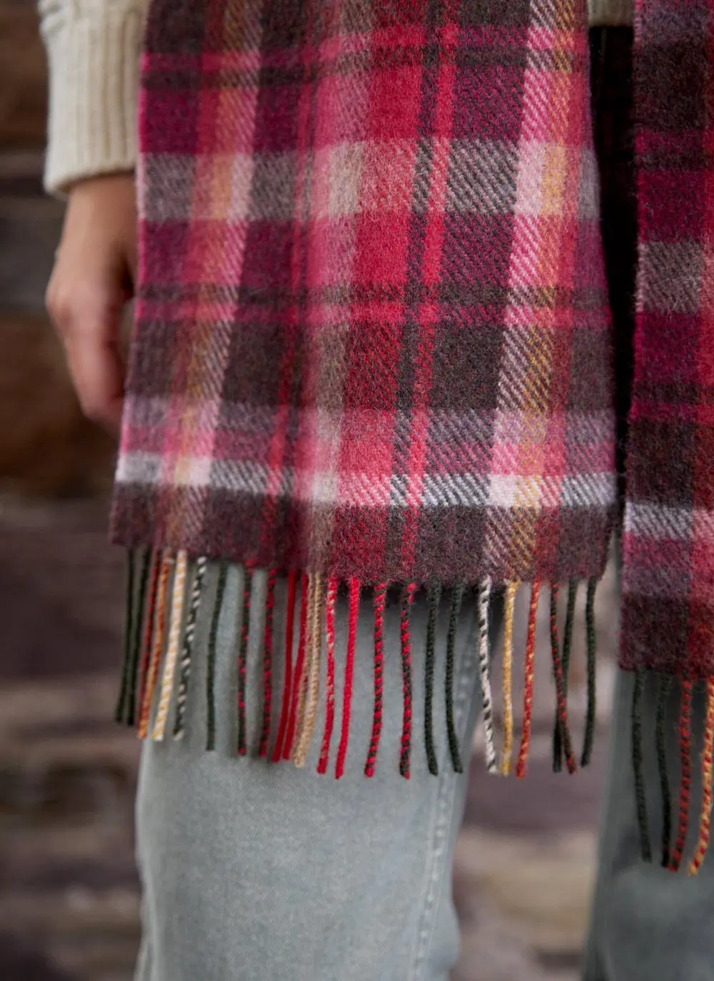 Long Lambswool Fringed Scarf