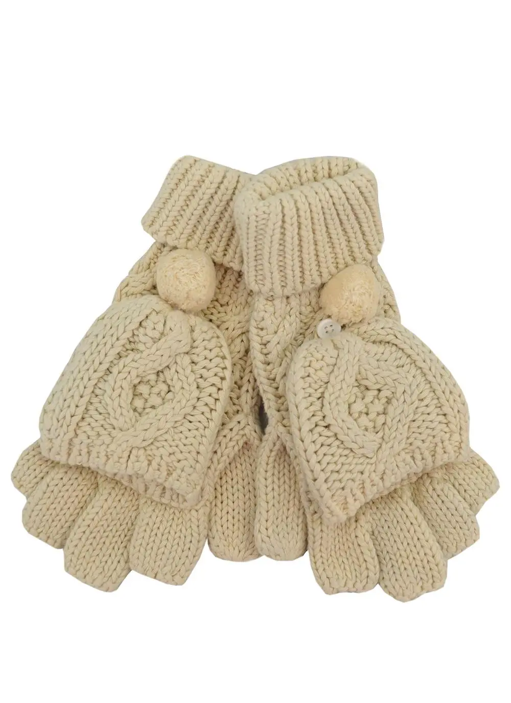 Chunky Aran Knit Hat, Mittens & Infinity Scarf Set