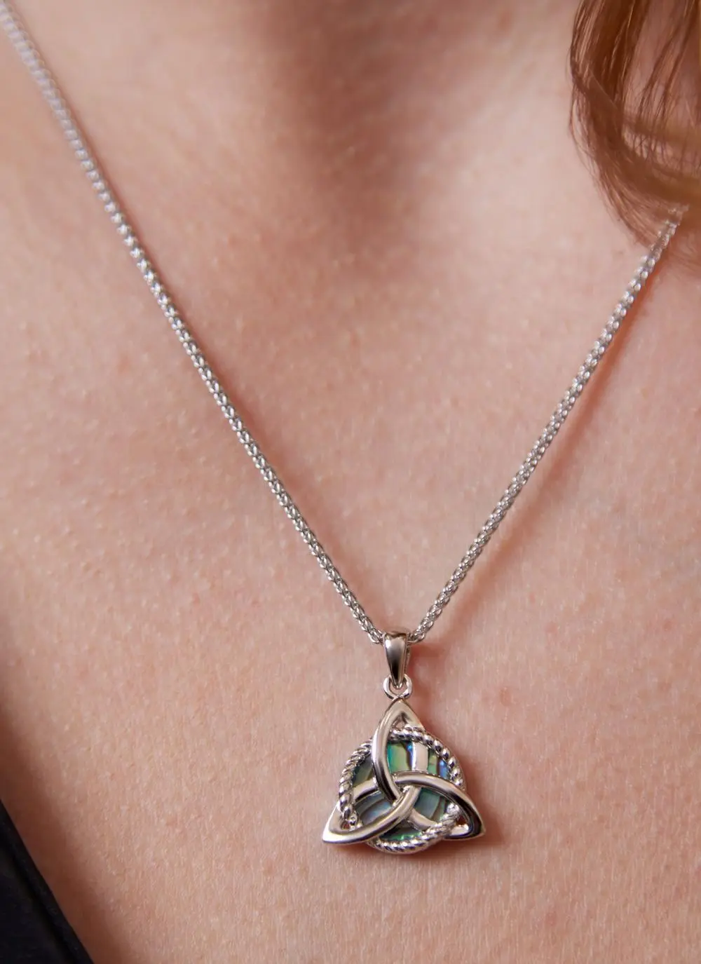 Sterling Silver & Abalone Trinity Knot Pendant
