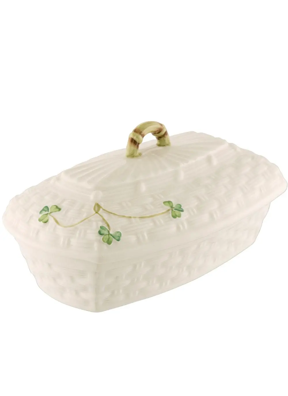 Belleek Shamrock Butter Dish