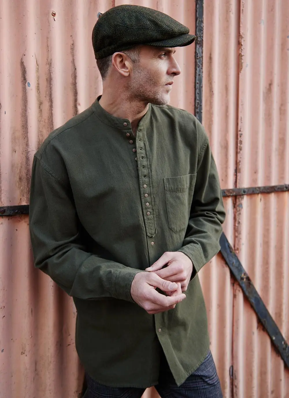 Andrew Cotton Linen Grandfather Shirt