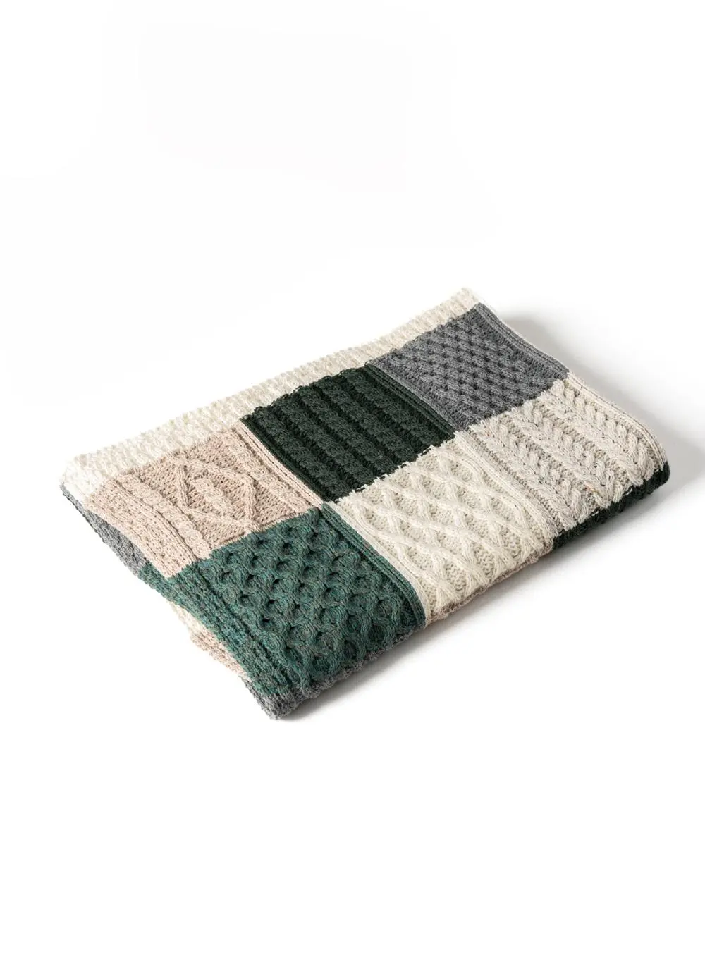 Burren Pine Patchwork Aran Throw
