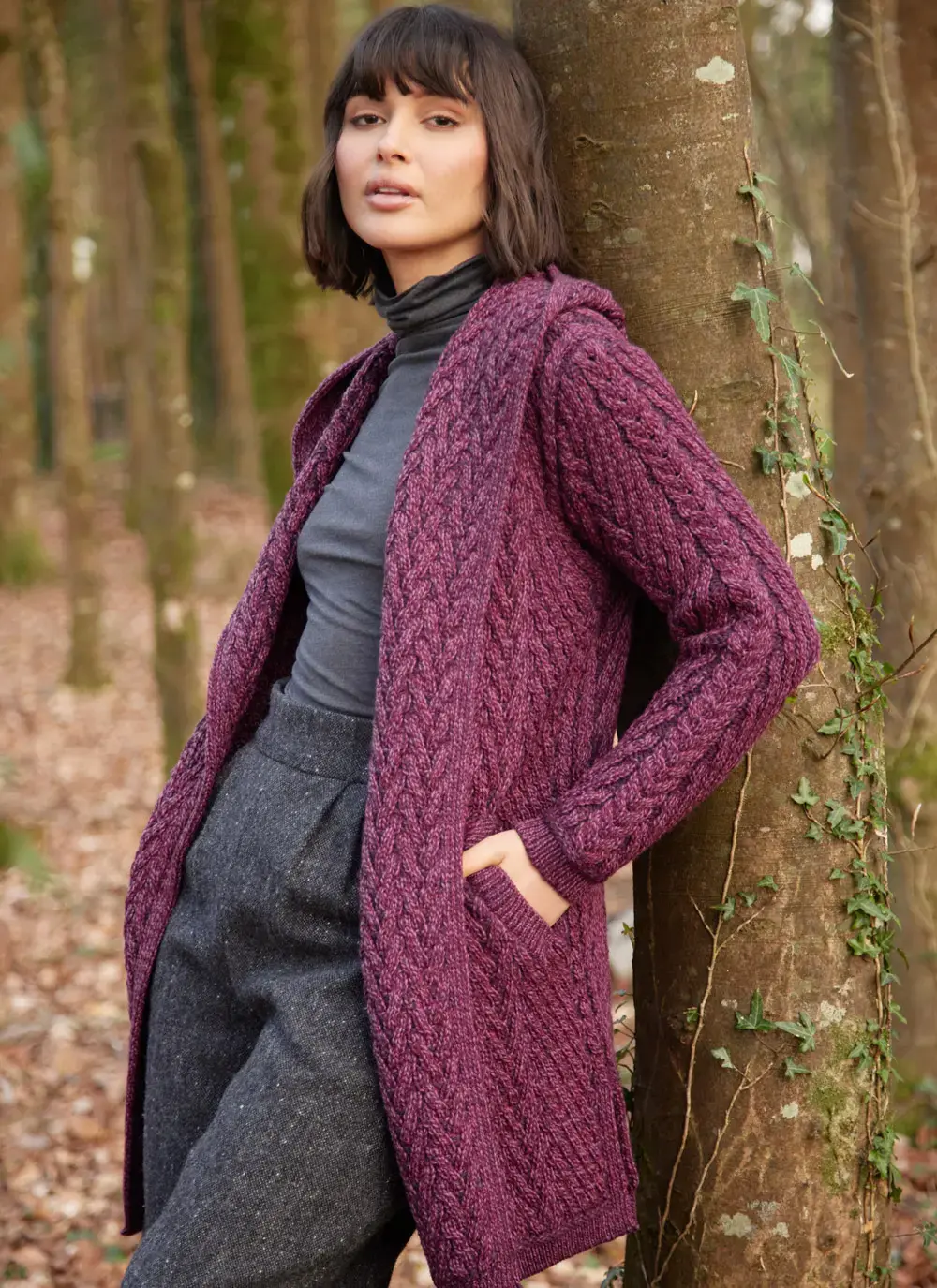 Eimear Aran Cable Knit Hooded Cardigan