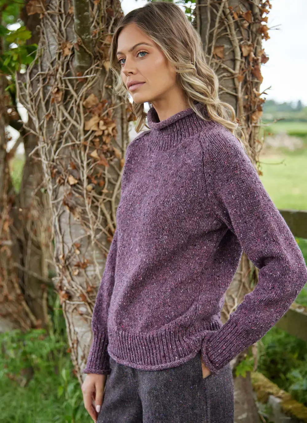 Fisherman Donegal Fleck Saddle Shoulder Sweater