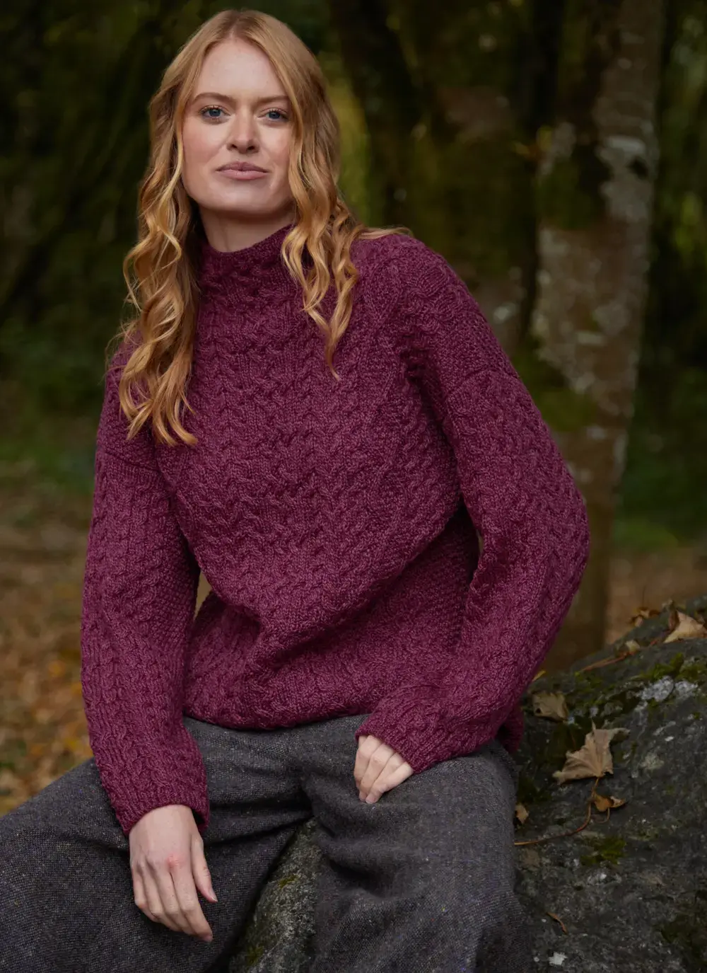 Ava Aran Funnel Neck Sweater