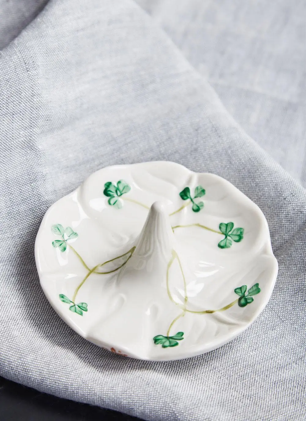 Belleek Shamrock Ring Holder