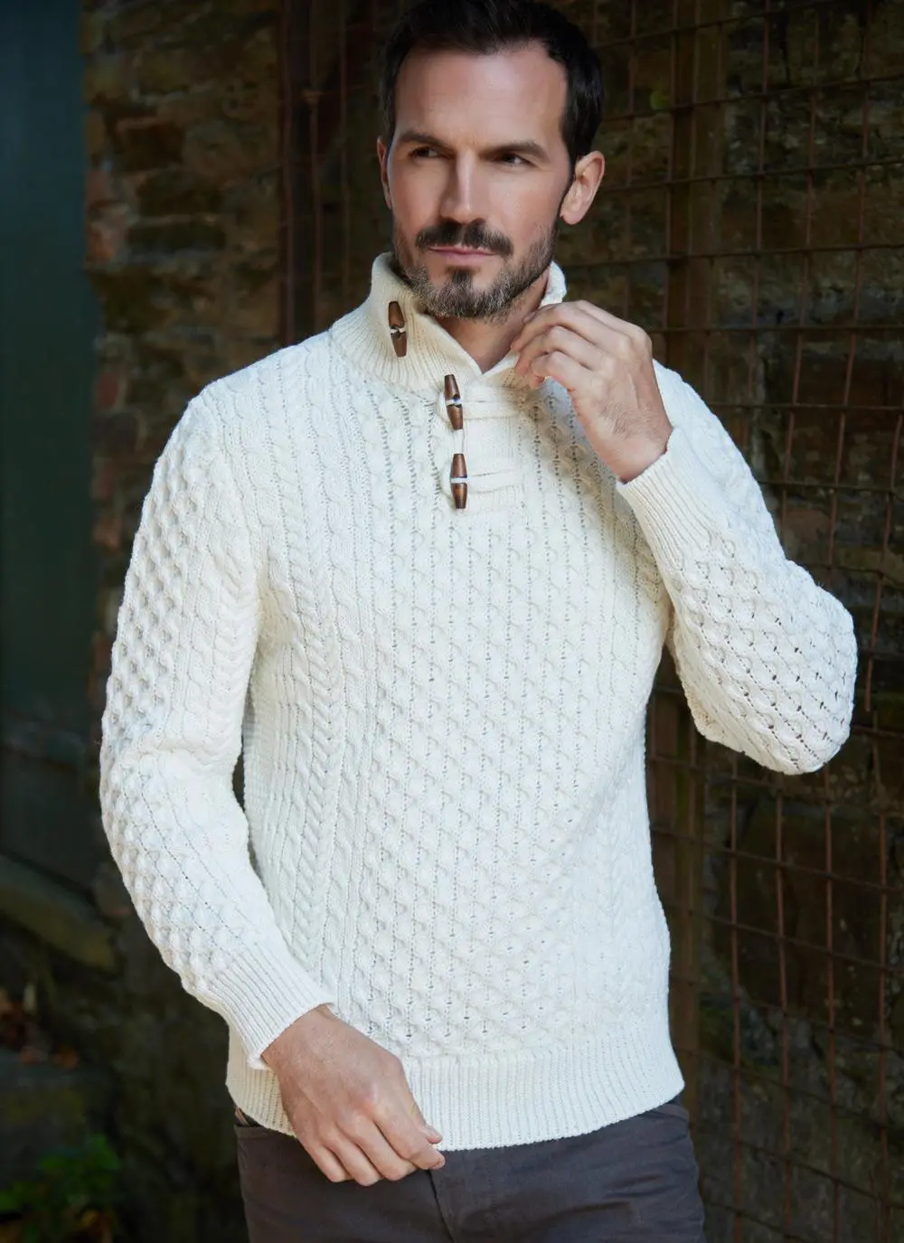 Cormac Toggle Neck Aran Sweater