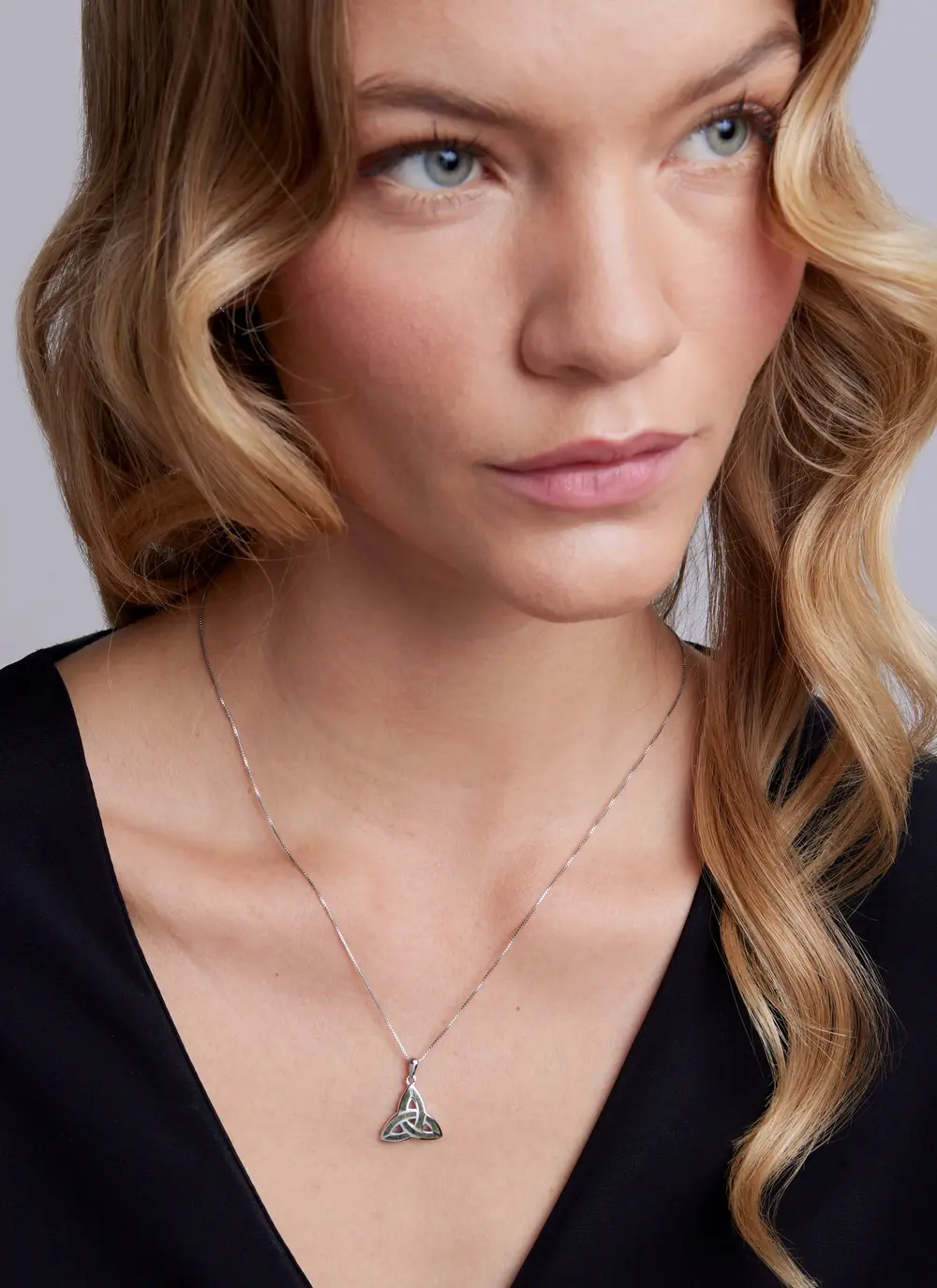 Sterling Silver Connemara Marble Trinity Pendant